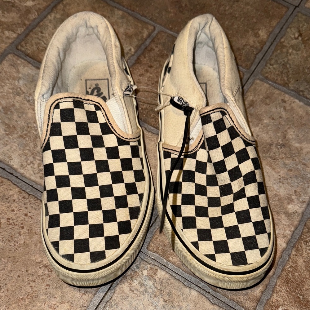 Vans Kids Moccasins - Black and Cream Checkered
